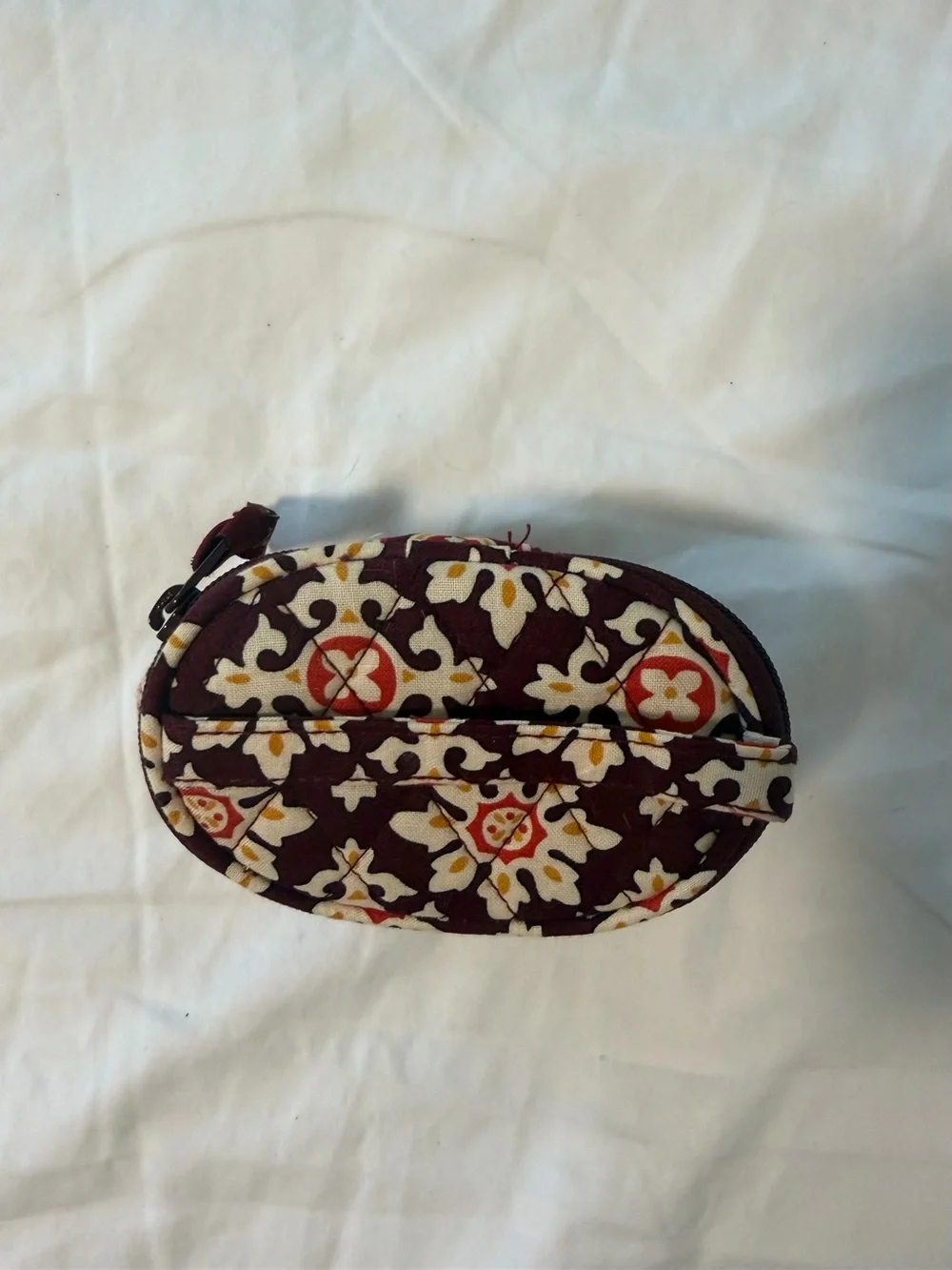 Vera Bradley Quilted Double Zip Cosmetic Makeup Bag Burgundy Floral